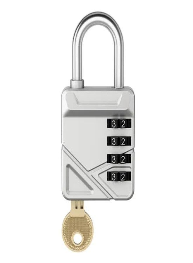 SOLDTRUE 2-in-1 Padlock with Key & 4-Digit Combination | Heavy Duty Metal Security Lock with Resettable Code Wheel | Dual Unlock Lock for Gym Locker, Luggage, Storage & Travel (Silver) - Image 1